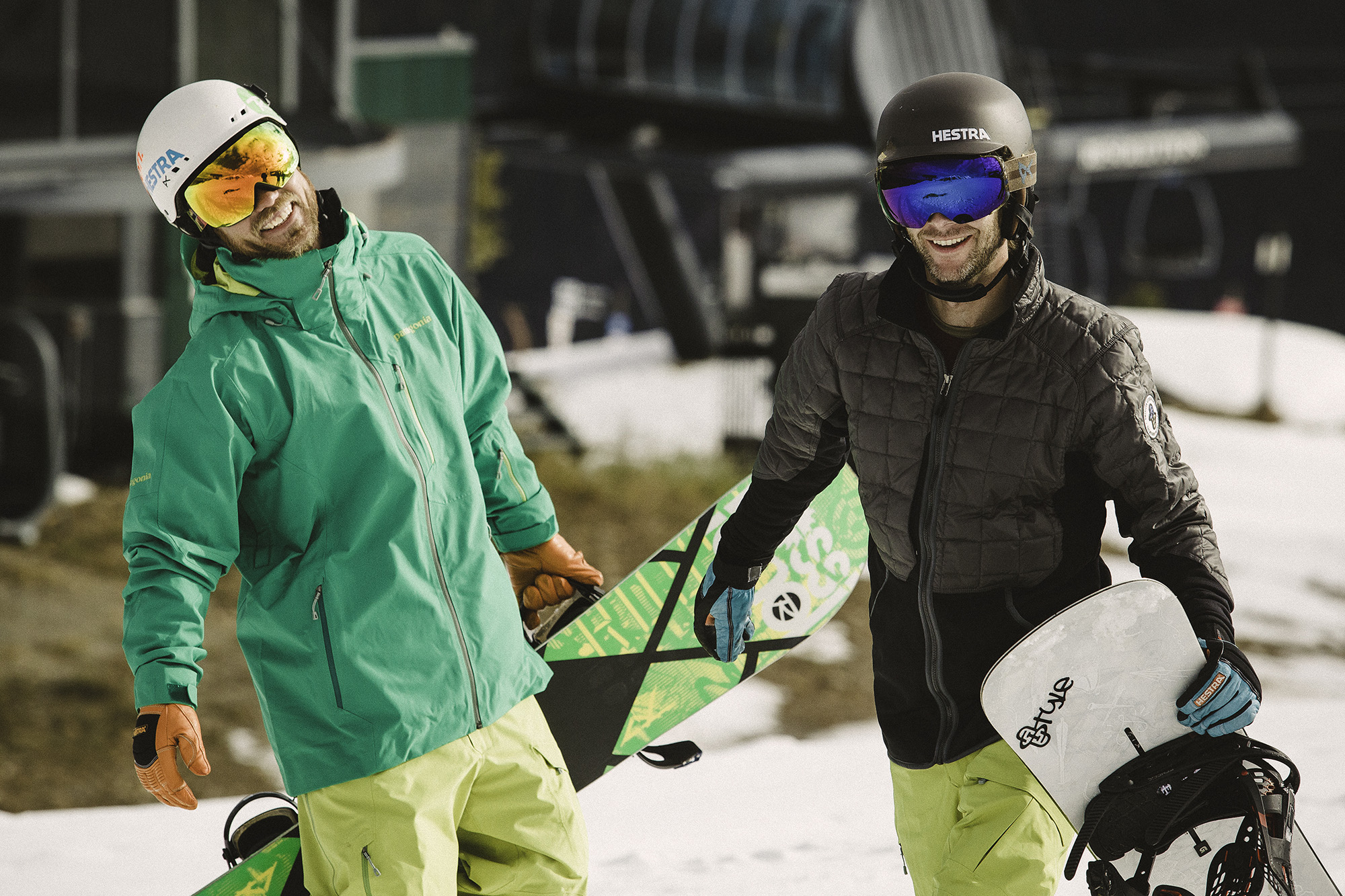 Snowboard instructors at the base